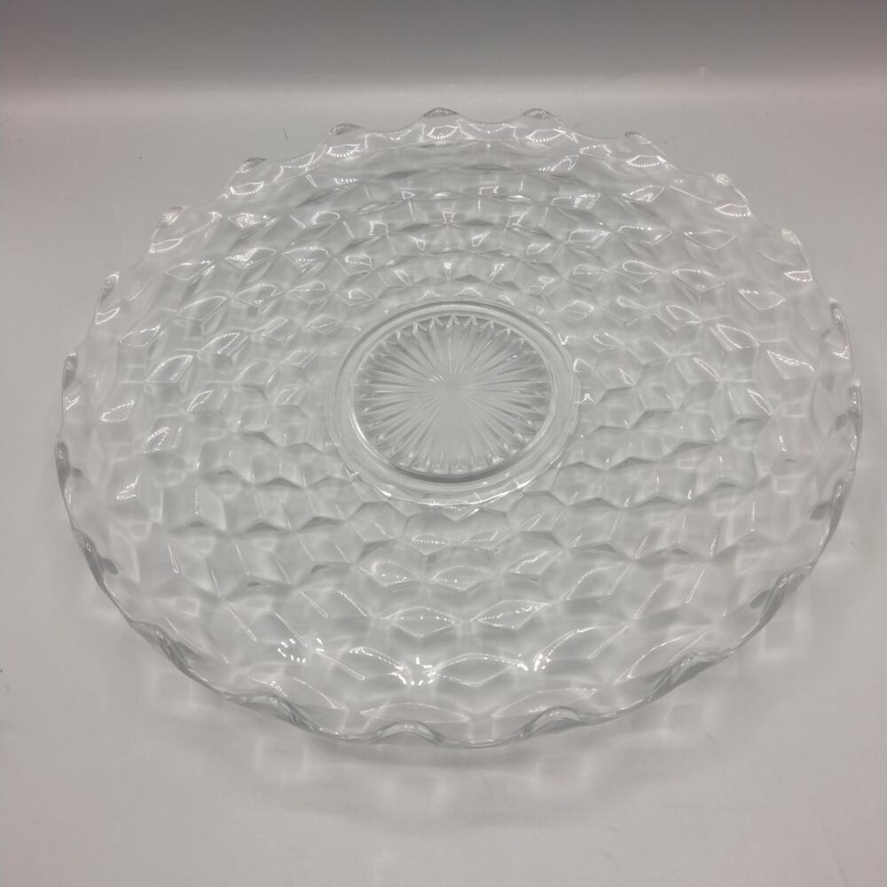 Vintage Fostoria American Clear Cubist Glass 12" Serving Platter Torte Plate